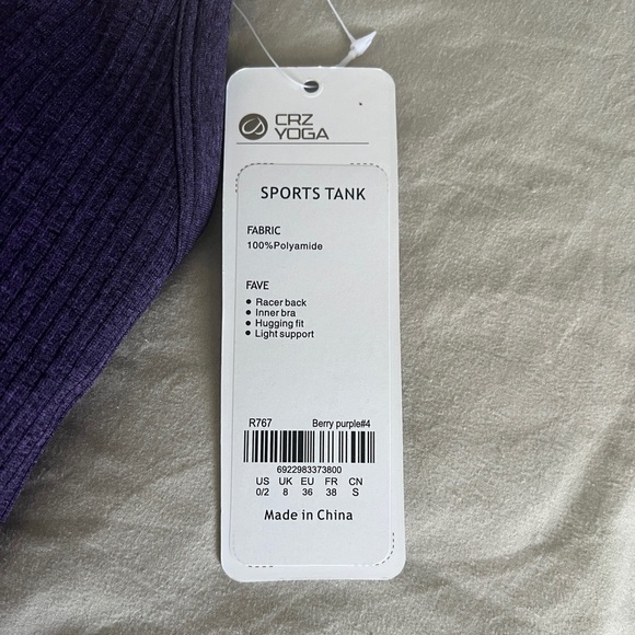 NWT CRZ Yoga Tank Built In Bra Berry Purple XS 0/2 - Picture 5 of 8